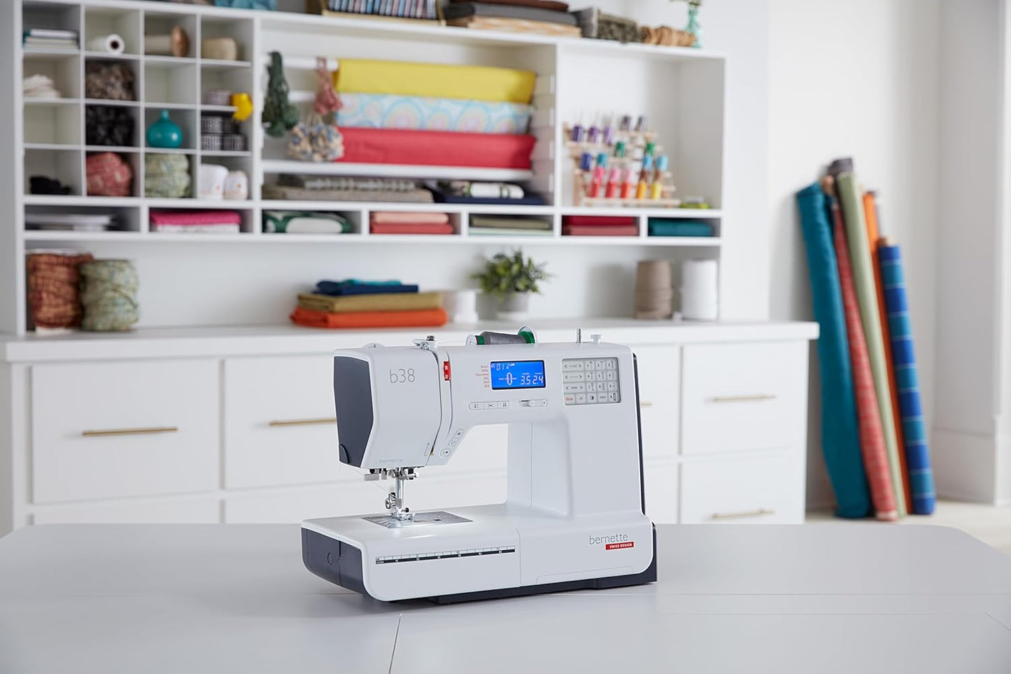 Bernette B38 Creative Computerized Bundle Featuring 394 Stitches, LCD Display, Extension Table & Complimentary Bernette Tote