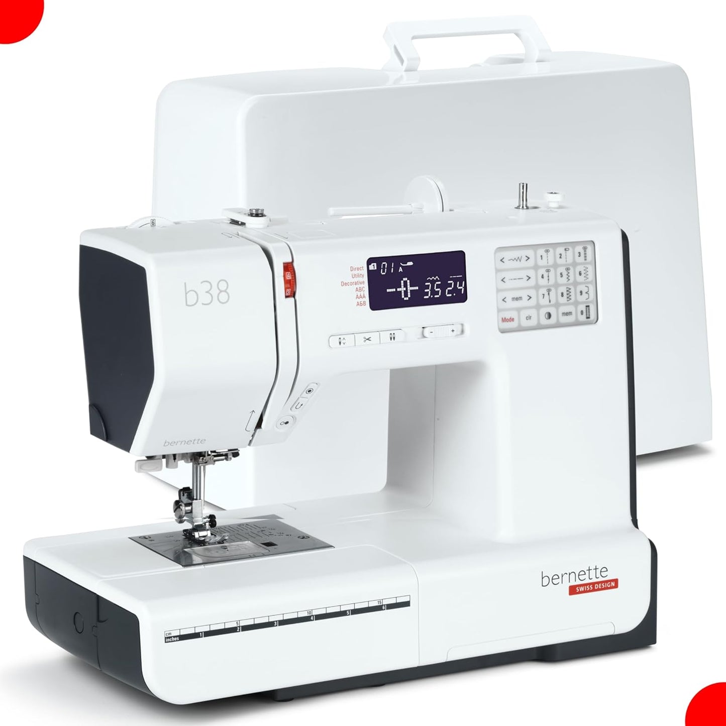 Bernette B38 Creative Computerized Bundle Featuring 394 Stitches, LCD Display, Extension Table & Complimentary Bernette Tote