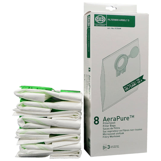 SEBO Airbelt D Ultra 3-Ply AeraPure Filter Bags - 8 Pack