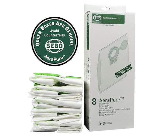 SEBO Airbelt D Ultra 3-Ply AeraPure Filter Bags - 8 Pack