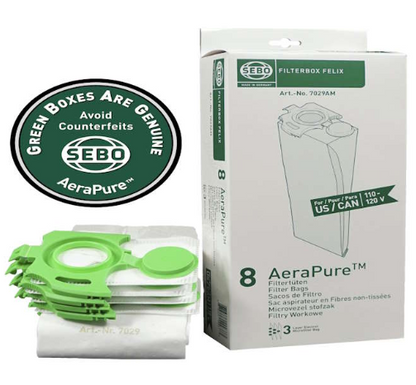 SEBO Felix and Dart Filter Bags - 8 Pack