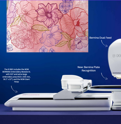 Bernina 990 sewing , embroidery and quilting machine features 
