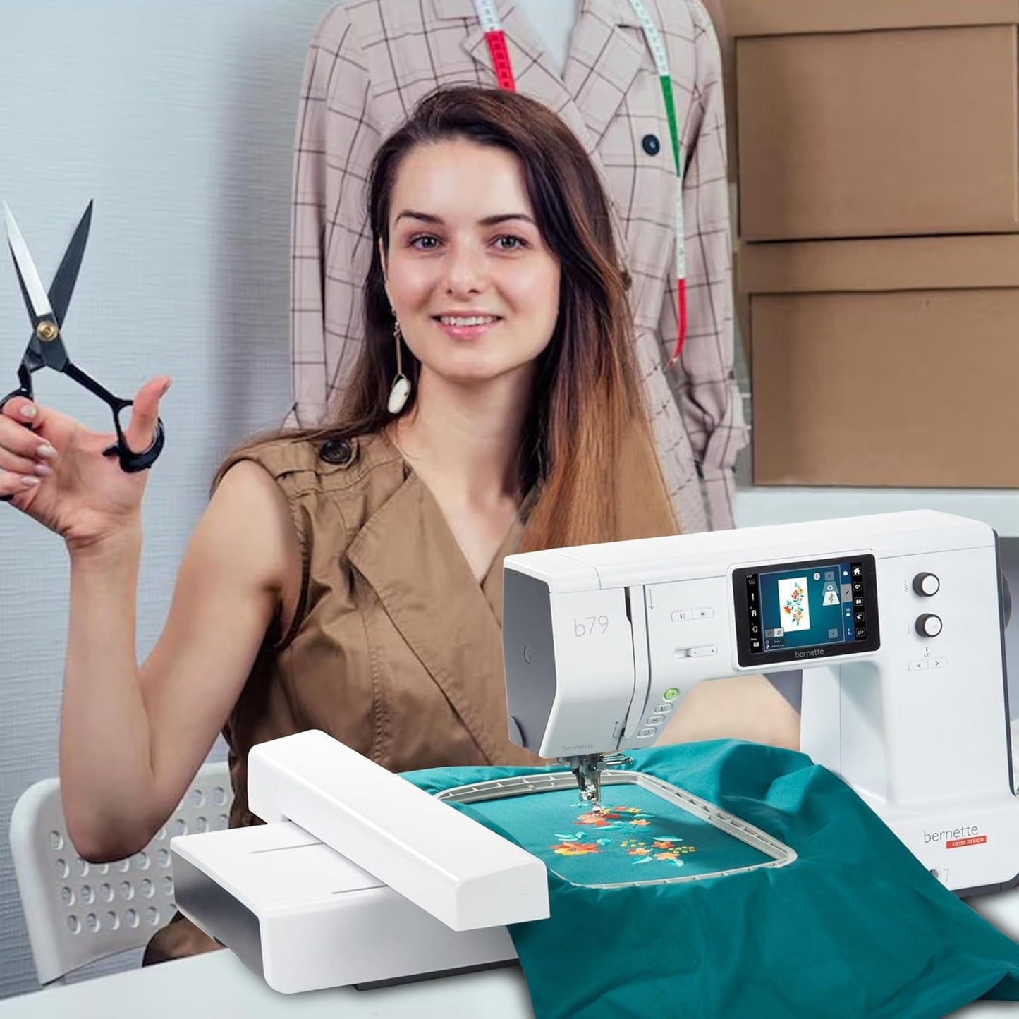 Bernette B79 Sewing & Embroidery Machine Deluxe Bundle with Top Stitch High Quality Embroidery Thread Set