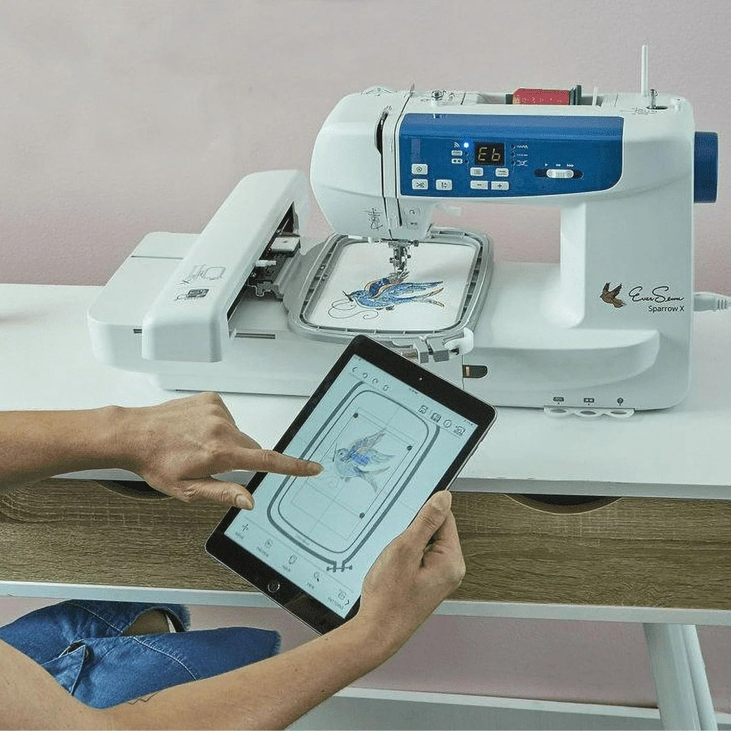 EverSewn Sparrow X2 WiFi Sewing & Embroidery Machine Bundle – 2 Hoops + Cutting Tools + Free Accessories