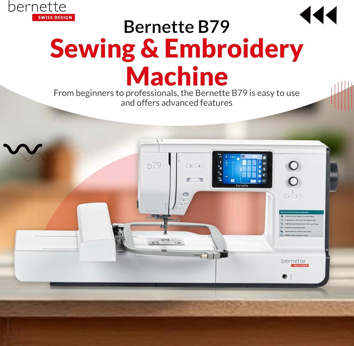 Bernette B79 Sewing & Embroidery Machine Deluxe Bundle with Top Stitch High Quality Embroidery Thread Set