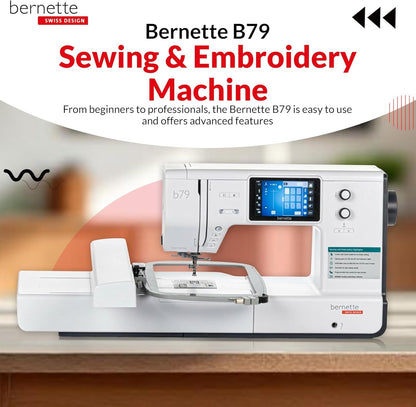 Bernette B79 Sewing & Embroidery Machine Deluxe Bundle with Top Stitch High Quality Embroidery Thread Set