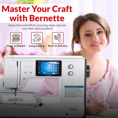 Bernette B79 Sewing & Embroidery Machine Deluxe Bundle with Top Stitch High Quality Embroidery Thread Set