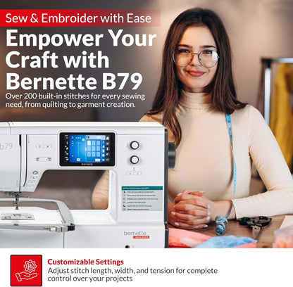 Bernette B79 Sewing & Embroidery Machine Deluxe Bundle with Top Stitch High Quality Embroidery Thread Set